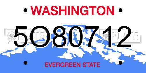 5O80712 Washington License Plate