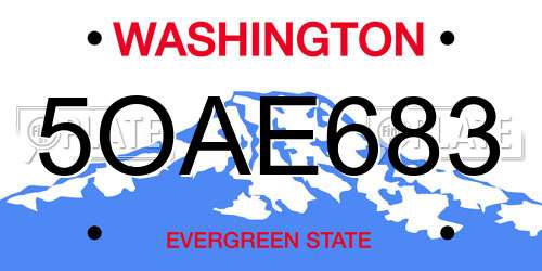 5OAE683 Washington License Plate