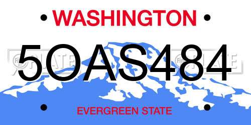 5OAS484 Washington License Plate