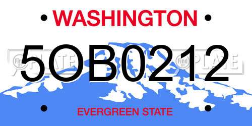 5OB0212 Washington License Plate