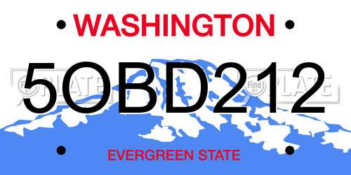 5OBD212 Washington License Plate