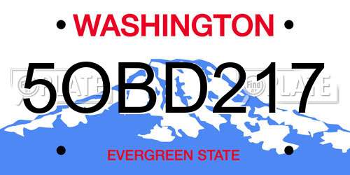 5OBD217 Washington License Plate