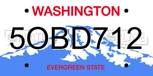 5OBD712 Washington License Plate