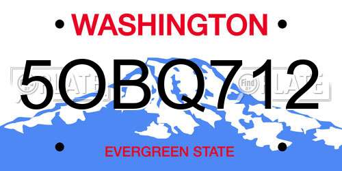 5OBQ712 Washington License Plate