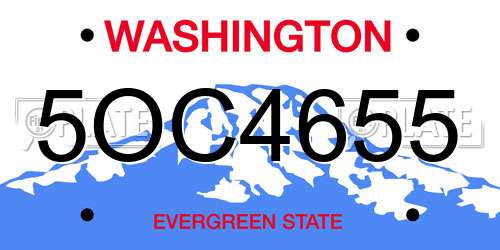 5OC4655 Washington License Plate