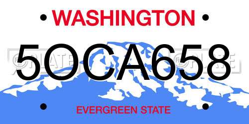 5OCA658 Washington License Plate