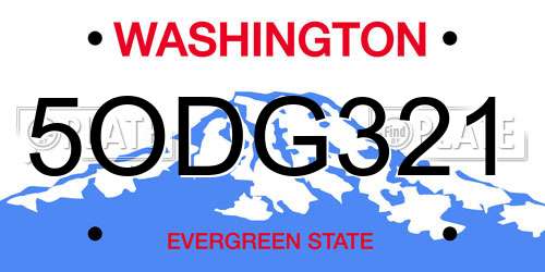 5ODG321 Washington License Plate