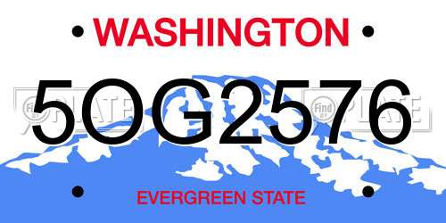 5OG2576 Washington License Plate