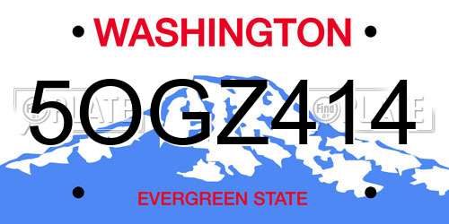 5OGZ414 Washington License Plate