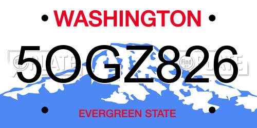 5OGZ826 Washington License Plate
