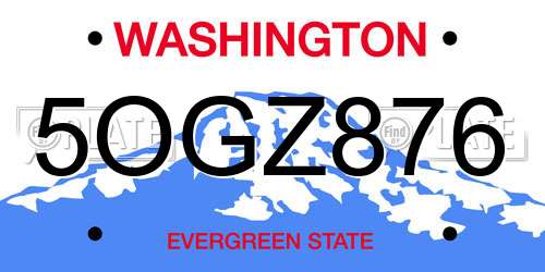 5OGZ876 Washington License Plate