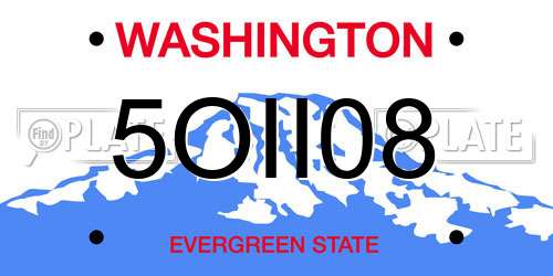 5OII08 Washington License Plate