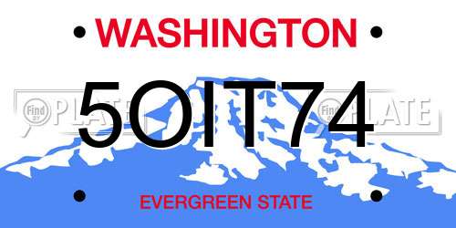 5OIT74 Washington License Plate