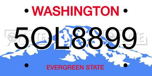 5OL8899 Washington License Plate