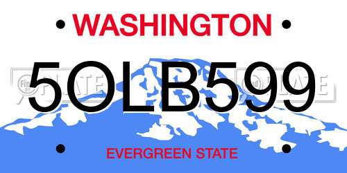 5OLB599 Washington License Plate