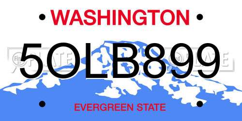 5OLB899 Washington License Plate