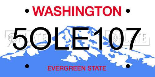 5OLE107 Washington License Plate
