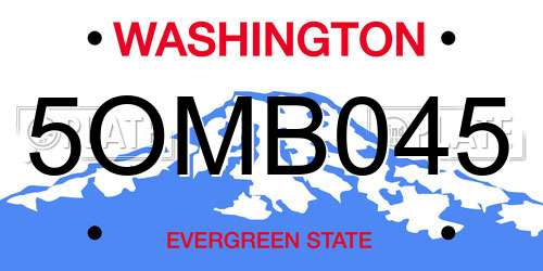 5OMB045 Washington License Plate