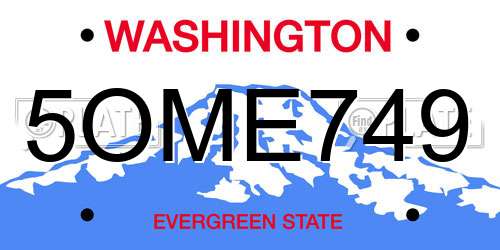5OME749 Washington License Plate