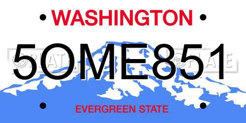 5OME851 Washington License Plate