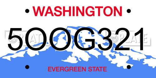 5OOG321 Washington License Plate