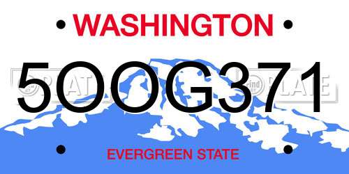 5OOG371 Washington License Plate