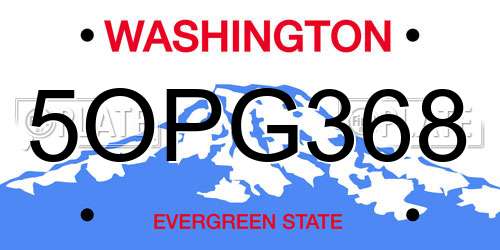 5OPG368 Washington License Plate