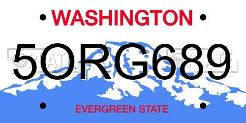 5ORG689 Washington License Plate
