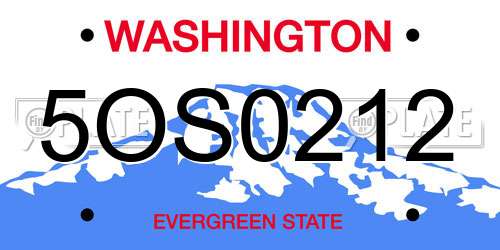 5OS0212 Washington License Plate