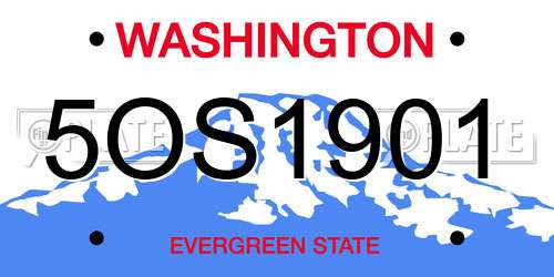 5OS1901 Washington License Plate