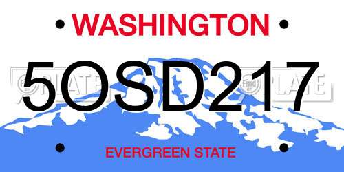 5OSD217 Washington License Plate