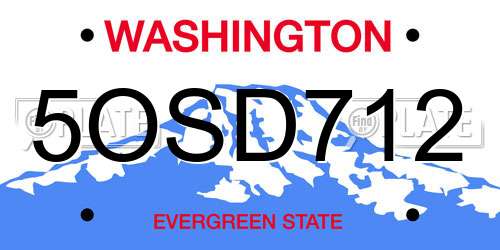 5OSD712 Washington License Plate