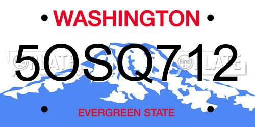 5OSQ712 Washington License Plate