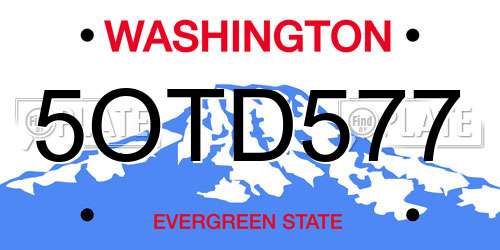 5OTD577 Washington License Plate