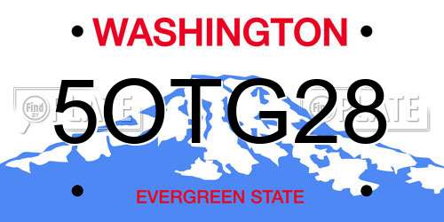 5OTG28 Washington License Plate