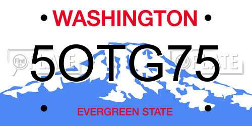 5OTG75 Washington License Plate