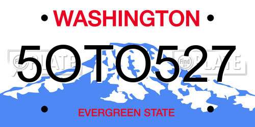 5OTO527 Washington License Plate