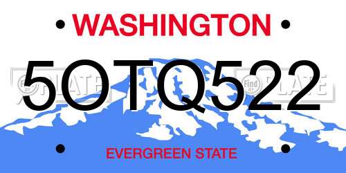 5OTQ522 Washington License Plate