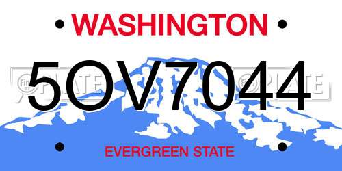 5OV7044 Washington License Plate