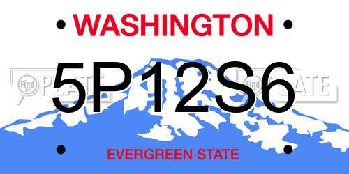 5P12S6 Washington License Plate