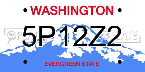 5P12Z2 Washington License Plate
