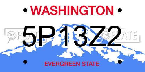 5P13Z2 Washington License Plate