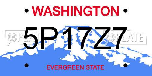 5P17Z7 Washington License Plate