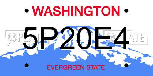 5P20E4 Washington License Plate