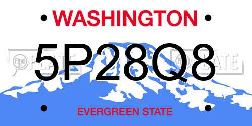 5P28Q8 Washington License Plate
