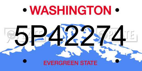 5P42274 Washington License Plate