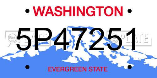 5P47251 Washington License Plate