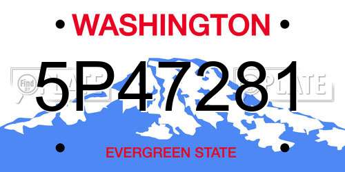 5P47281 Washington License Plate