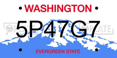 5P47G7 Washington License Plate