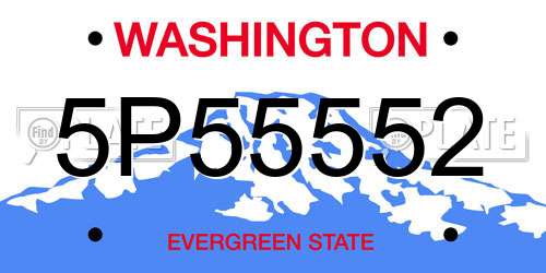 5P55552 Washington License Plate